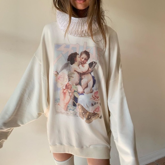 Selkie Tops - Selkie L'Amour et Psyche Dream Cupid Graphic Sweater Sweatshirt XS